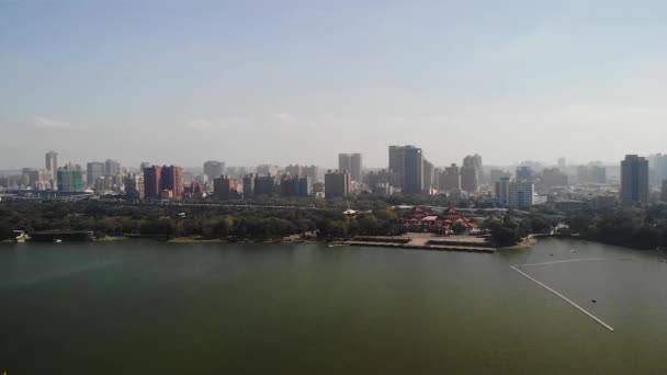 Widok Lotu Ptaka Jezioro Lotus Pond Miasto Kaohsiung Tajwan Kąt — Wideo stockowe