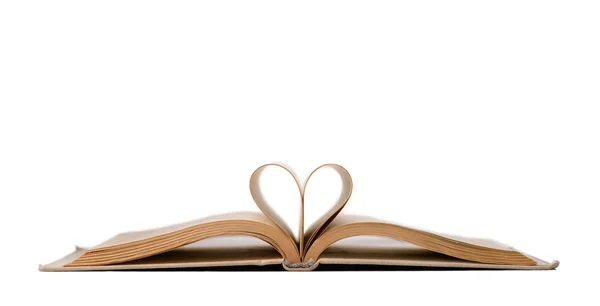 Open old book forming a heart — Stock Photo, Image