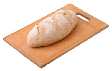 Beyaz ekmek izole bir ahşap tahta üzerinde 