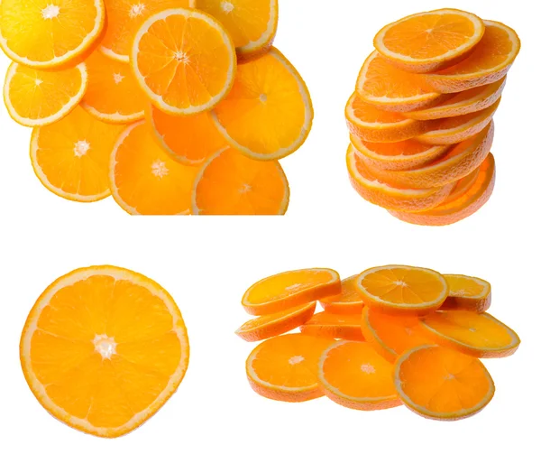 Diferentes rebanadas de naranja sobre un fondo blanco —  Fotos de Stock