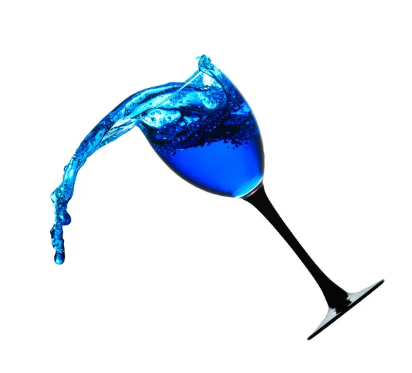 cam bir sıçrama ile mavi sıvı ile