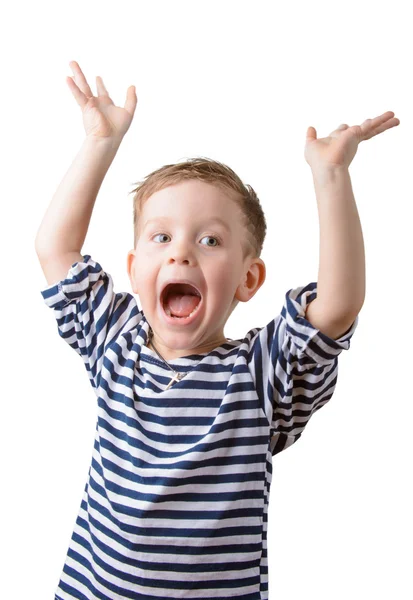 çizgili yelek içinde küçük bir çocuk portresi 