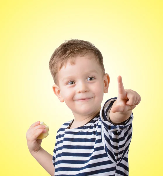 Little boy with a forefinger — Stock Photo, Image