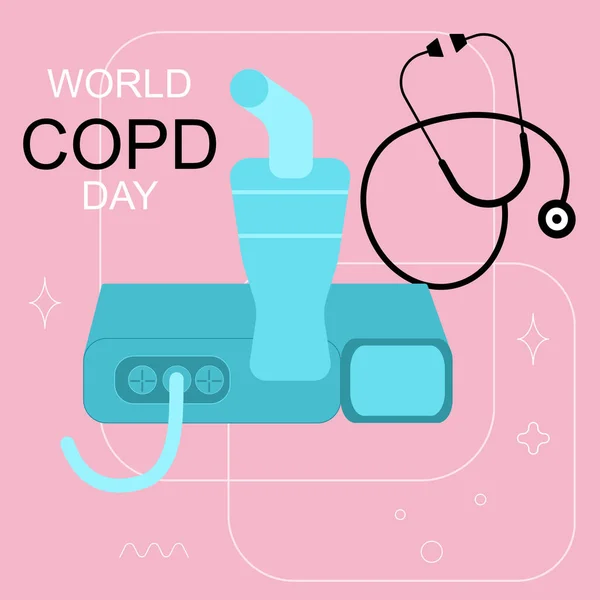 Día Mundial Epoc Concepto Enfermedad Pulmonar Obstructiva Crónica Nebulizador Inhalador — Vector de stock