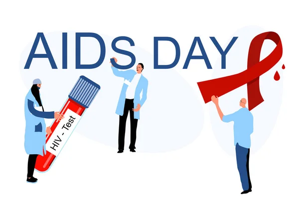 Welt Aids Tag Dezember Hiv Tests Für Blut Immunschwächevirus Prävention — Stockvektor
