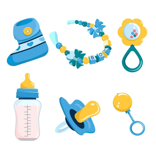 Produits Articles Pour Bébés Nouveau Nés Set Its Garçon Maternité — Image vectorielle