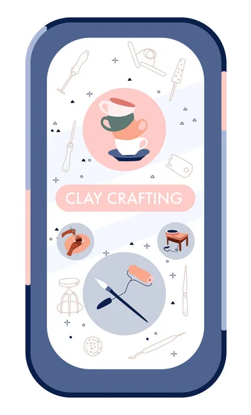 Pottery Studio Design Webové Stránky Šablony Pro Smartphone Clay Řemeslné — Stockový vektor
