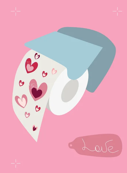 Miluju Toaletní Papír Držáku Hygienické Potřeby Záchodě Růžovým Srdcem Vtipný — Stockový vektor