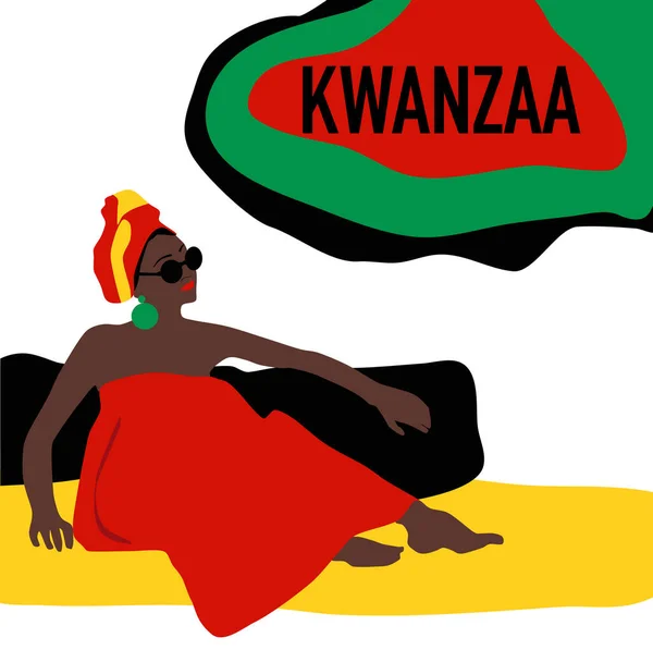 Poster Célébration Kwanzaa Festival Culture Afro Américaine Des Traditions Récolte — Image vectorielle