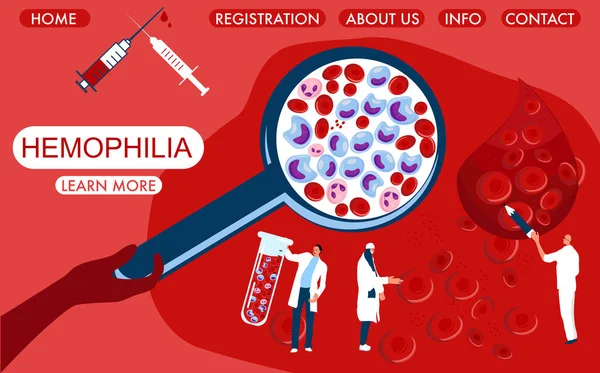 Concept Journée Mondiale Hémophilie Loupe Avec Sang Cancer Plein Leucocytes — Image vectorielle