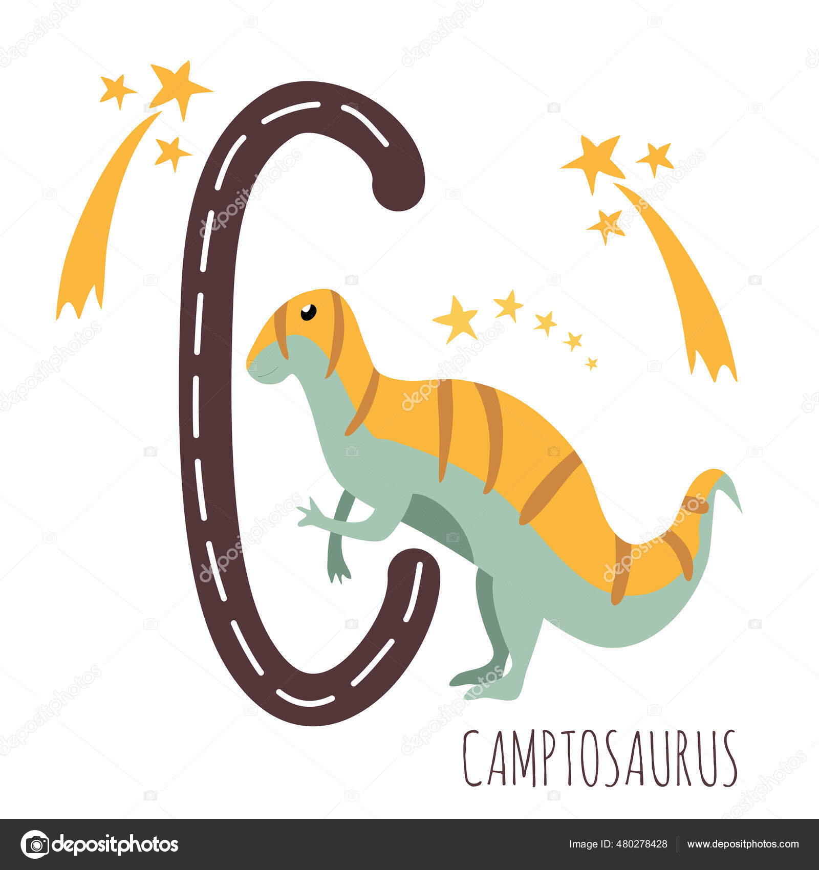 Camptosaurus Letter Reptile Name Hand Drawn Cute Herbivores Dinosaur Educational Stock Vector Image by © #480278428 Camptosaurus Letter Reptile Name Hand Drawn Cute Herbivores Dinosaur Educational Stock Vector Image by © #480278428