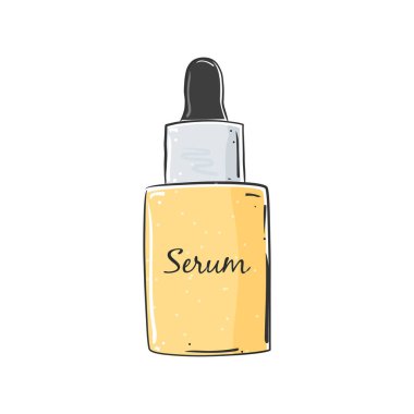 Yüz bakımı için anti-yaş serumu, kozmetik reklamı, beyaz arkaplanda izole edilmiş vektör illüstrasyonu.