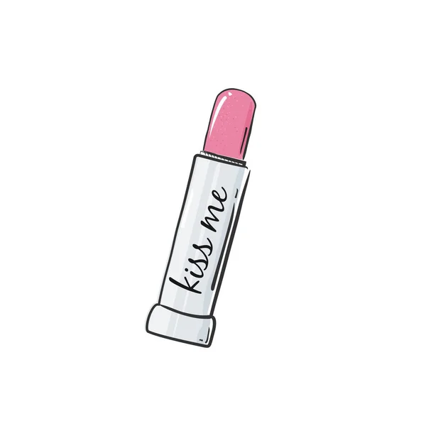 Różowa szminka na białym tle. Produkt kosmetyczny. Ilustracja wektora. — Wektor stockowy