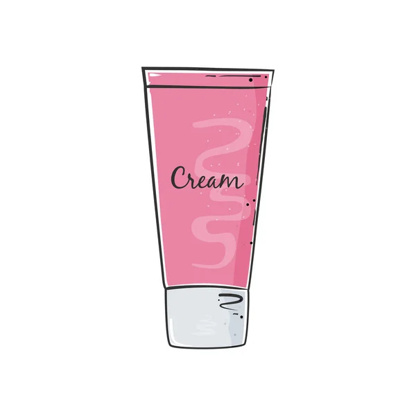 Crema in tubo rosa per la cura del viso e del corpo isolata su fondo bianco. Illustrazione vettoriale. — Vettoriale Stock