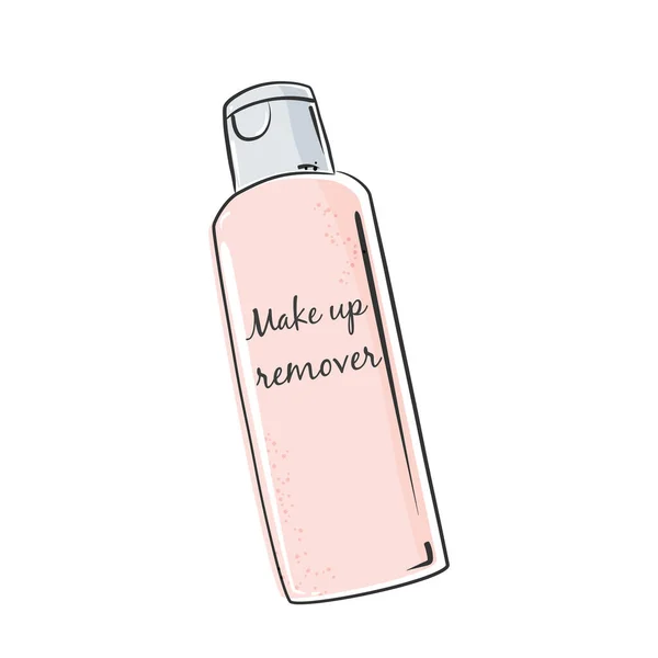 Make up remover, illustrazione vettoriale in stile disegnato a mano. — Vettoriale Stock