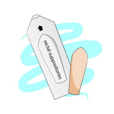 Blister of rectal suppositories, hemorrhoids problem. Vector illustration. clipart