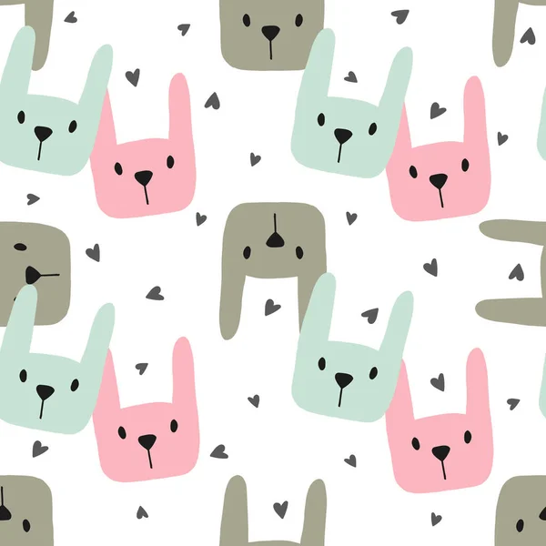 Söt kanin sömlöst mönster i mjuka färger. Vektorillustration. — Stock vektor