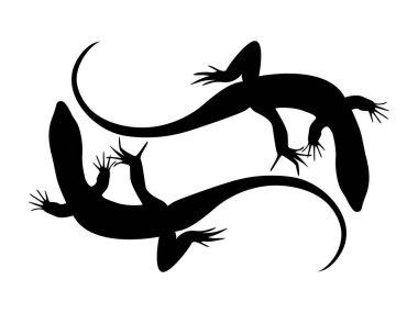 Kertenkele silueti stok vektör çizimi. Simge, logo, sembol.