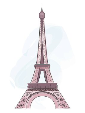 Eyfel Kulesi, Paris 'in sembolü. Vektör illüstrasyonu.