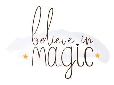 Pankart tasarımı için sihirli metne inanan mektuplar. Şirin vektör illüstrasyonu.