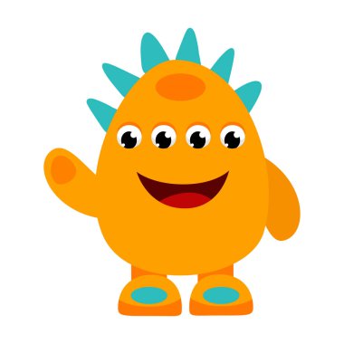 Çocuklar için çizgi film portakal canavarı. Vektör illüstrasyonu.