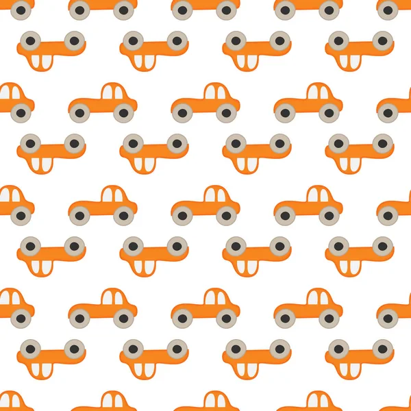 Cartoon Car Seamless Pattern Kids Boys Vector Illustration — Stock Vector