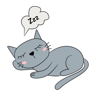 Sevimli kedi karalaması. Komik çizgi film karakteri. Vektör illüstrasyonu.