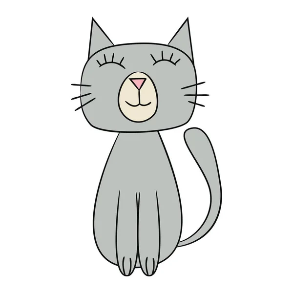 Kattenkrabbels schattig. Grappig stripfiguur. Vectorillustratie. — Stockvector