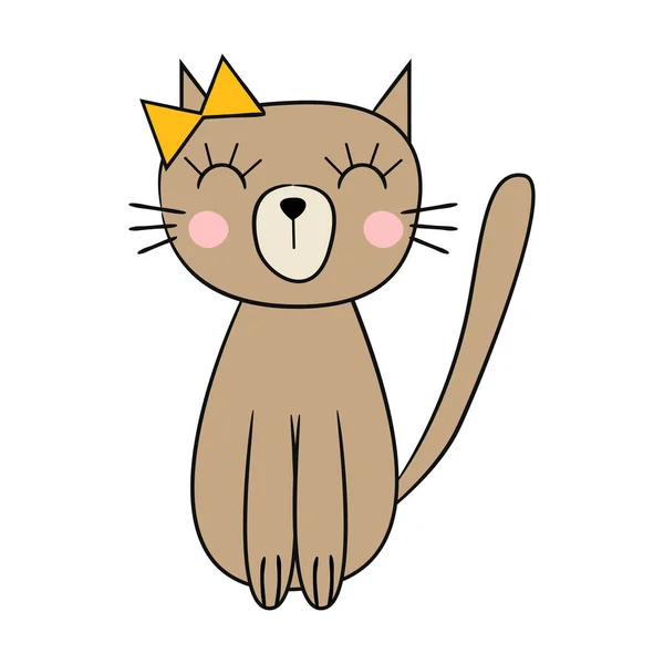 Doodle de gato bonito. Personagem de desenho animado engraçado. Ilustração vetorial. — Vetor de Stock