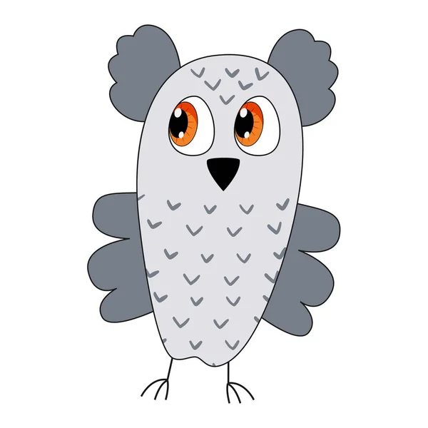 Chouette hibou dessin animé dans le style doodle. Illustration vectorielle. — Image vectorielle