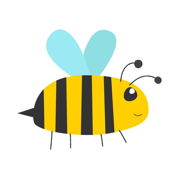 Nette Biene im Cartoon-Stil auf weißem Hintergrund. Vektorillustration. — Stockvektor