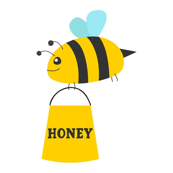 Nette Biene im Cartoon-Stil auf weißem Hintergrund. Vektorillustration. — Stockvektor