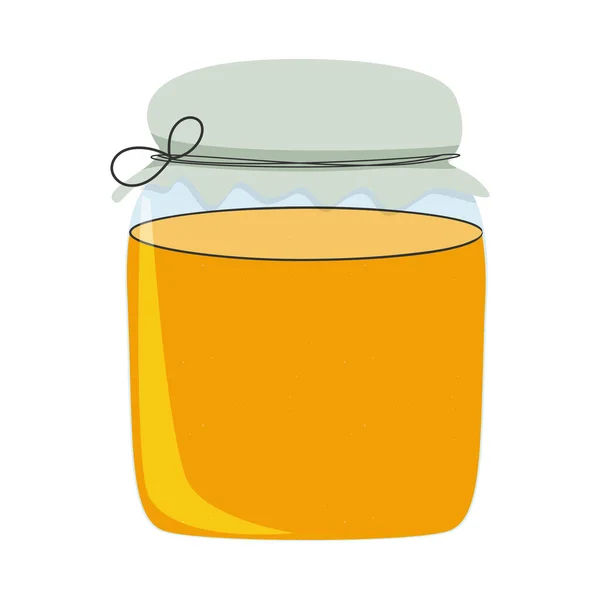 Cartoon honey jar on white background. Vector illustration. — Stock Vector