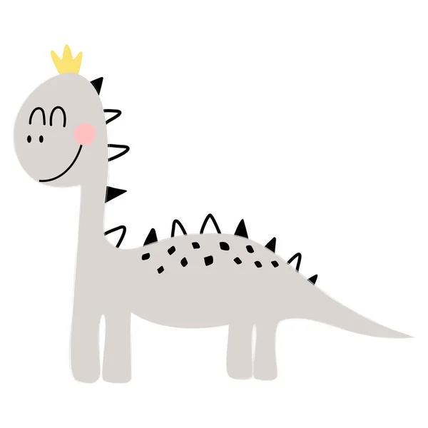 Leuke cartoon dinosaurus geïsoleerd op witte achtergrond. Vectorillustratie. — Stockvector