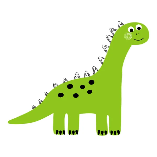 Leuke cartoon dinosaurus geïsoleerd op witte achtergrond. Vectorillustratie. — Stockvector