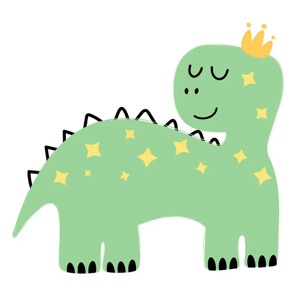 Leuke cartoon dinosaurus geïsoleerd op witte achtergrond. Vectorillustratie. — Stockvector