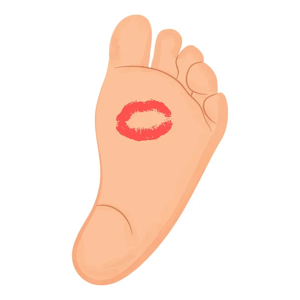 Little baby foot with mom kiss on it. Vector illustration. — Stock Vector