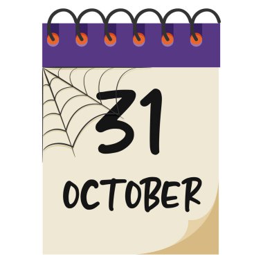 31 Ekim Cadılar Bayramı takvimi. Vektör illüstrasyonu.