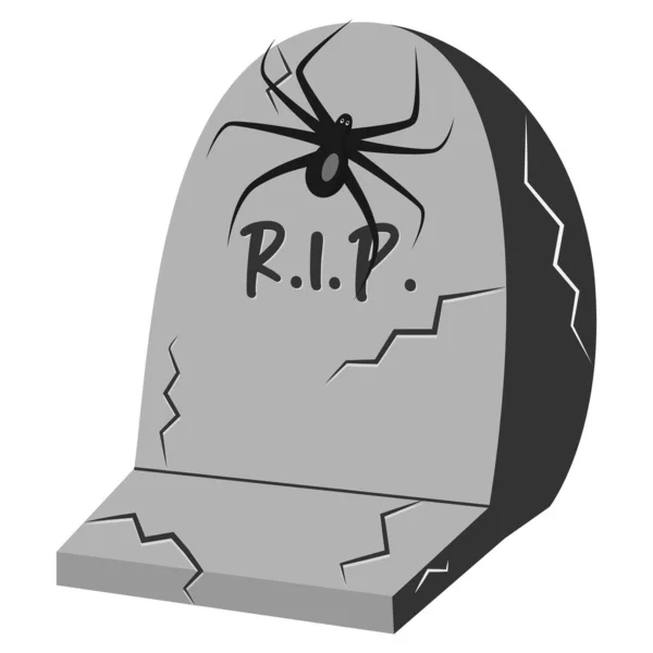 Halloween hrob s textem R.I.P. a pavouka. Vektorová ilustrace. — Stockový vektor