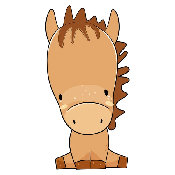 Schattig klein paard in tekenfilmstijl. Vectorillustratie van landbouwhuisdieren. — Stockvector