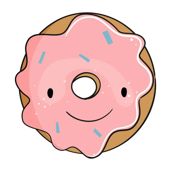 Милий рожевий пончик. Смішний мультиплікаційний персонаж. Векторні ілюстрації . — стоковий вектор