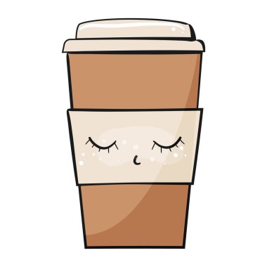 Güzel bir fincan sıcak kahve. Vektör illüstrasyonu.