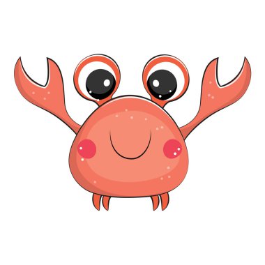 Sevimli karikatür yengeci, deniz titreşimleri vektör çizimi.