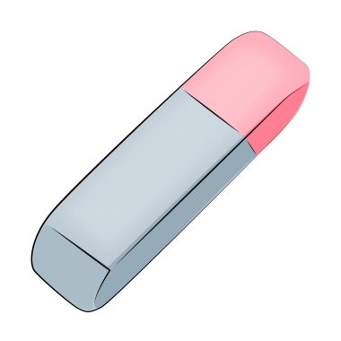 Beyaz arka planda renkli silgi okulu. Vektör illüstrasyonu. 