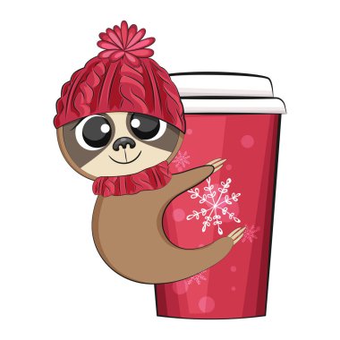 Şirin Noel tembelliği. Kış tatili Vektör illüstrasyonu.