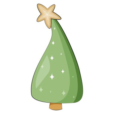 Yıldızlı yeni yıl ağacı. Vektör illüstrasyonu.