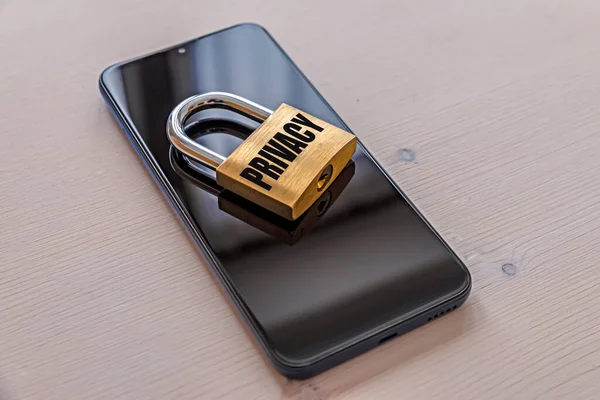 Smartphone with a padlock on it that says \