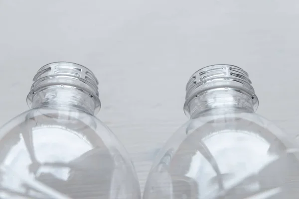 Transparent Plastic Bottles Clear Surface Transparent Bottle Neck Recycling Disposal — Stock Photo, Image