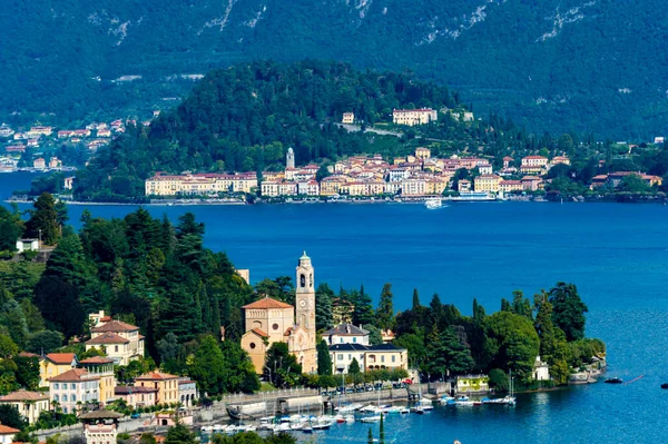 Città Bellagio Sul Lago Como Fotografata Una Giornata Estiva — Foto Stock