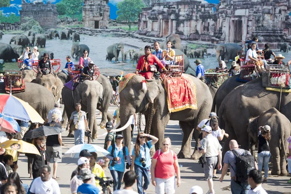Elefántok és emberek az Elephant Square — Stock Fotó